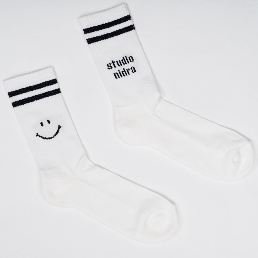 Studio Nidra breathable organic cotton crew socks - full view premium quality